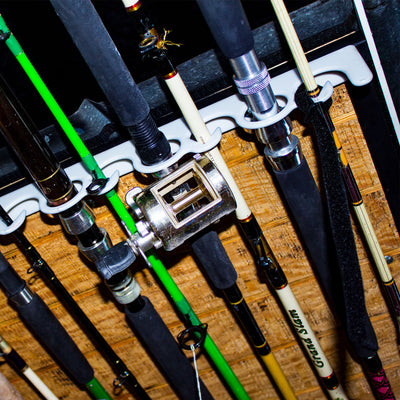 Piranha Original Overhead and Wall Mount Fishing Rod Rack, Holds 11 Rods, 4 Pack