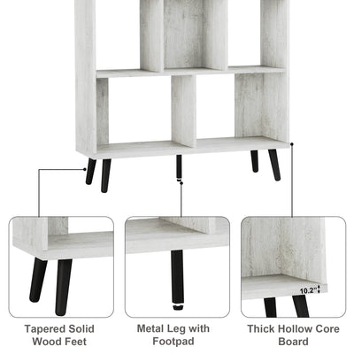 Bestier Mid Century 7 Cube Storage Organizer Bookcase 48.5 Inches, Light Gray