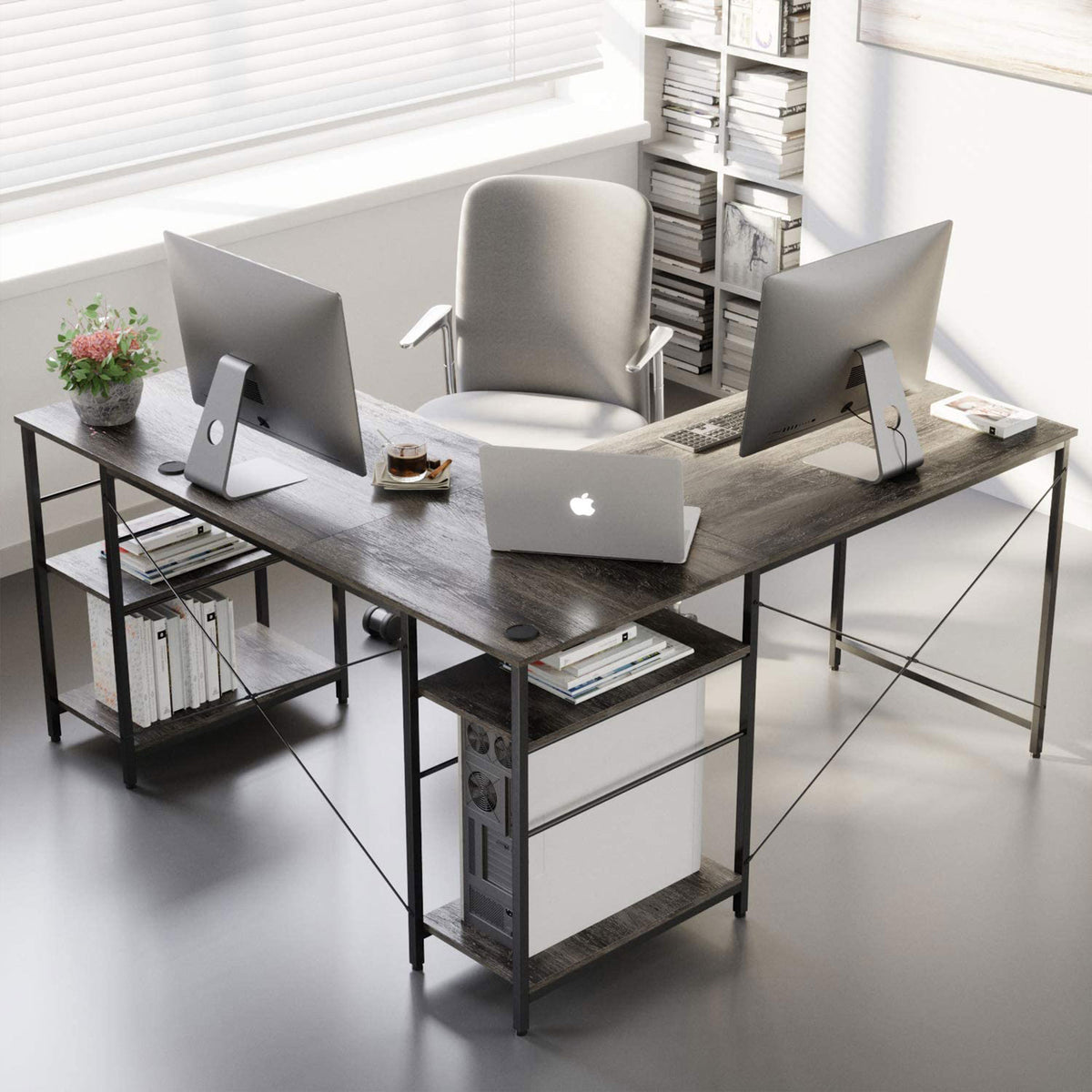 Bestier Corner L Shaped Corner Long Office Computer Study Desk (Open Box)