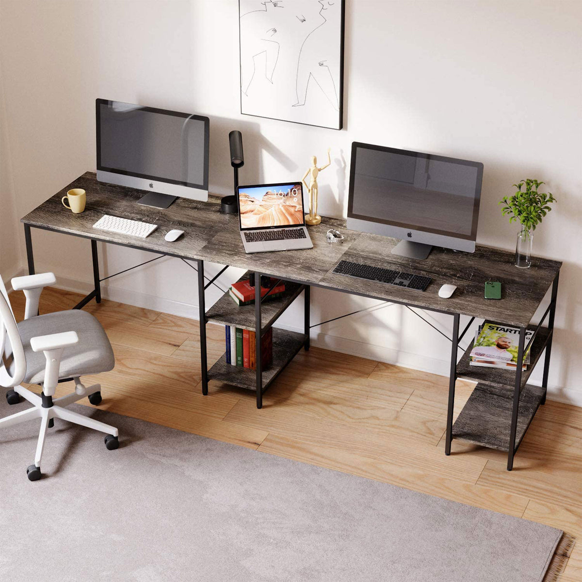 Bestier Corner L Shaped Corner Long Office Computer Study Desk (Open Box)