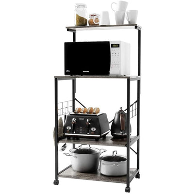 Bestier 4 Tier Kitchen Storage Baker's Rack Organizer Cart Stand, 49 Inch, Grey