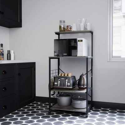 Bestier 4 Tier Kitchen Storage Baker's Rack Organizer Cart Stand, 49 Inch, Grey