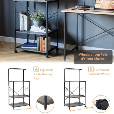 Bestier 4 Tier Kitchen Storage Baker's Rack Organizer Cart Stand, 49 Inch, Grey