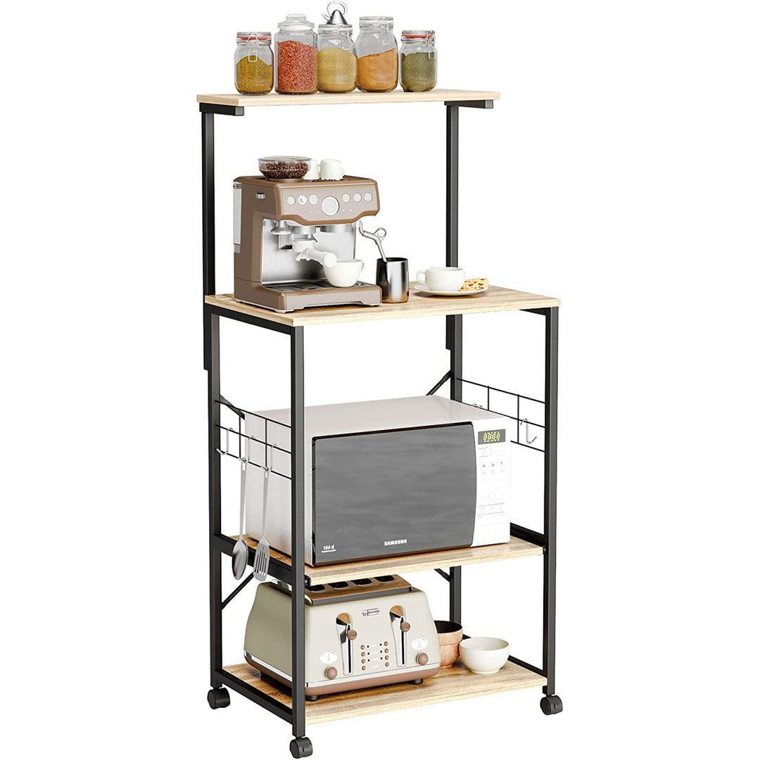 Bestier 4 Tier Storage Baker's Rack Organizer Cart Stand, 49", Oak (Open Box)