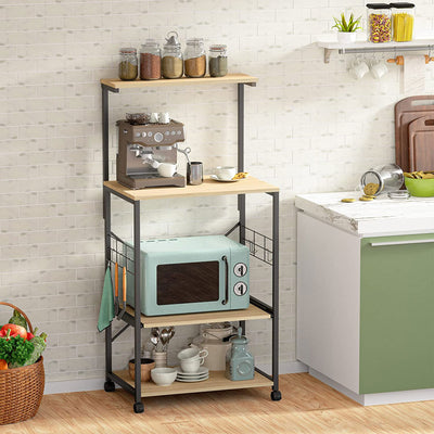 Bestier 4 Tier Kitchen Storage Baker's Rack Organizer Cart Stand, 49 Inch, Oak - VMInnovations