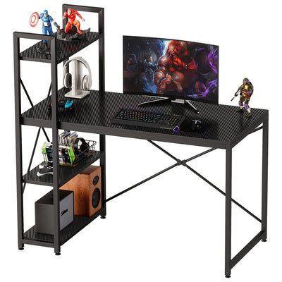 Bestier 47 In Computer Desk with Storage Shelves for Small Spaces, Carbon Fiber - VMInnovations