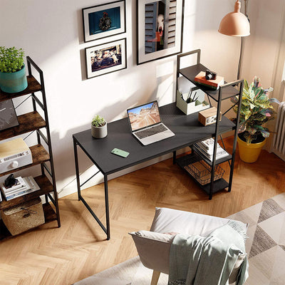 Bestier 47 In Computer Desk with Storage Shelves for Small Spaces, Carbon Fiber - VMInnovations