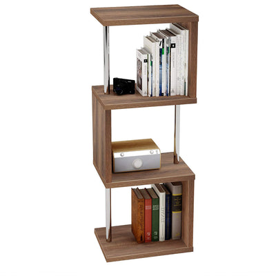Bestier 4 Tier S-Shaped Modern Industrial Metal Frame Bookcase, 43 Inch, Walnut