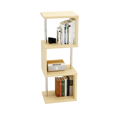Bestier 4 Tier S-Shaped Modern Industrial Metal Frame Bookcase, 43 Inch, Oak