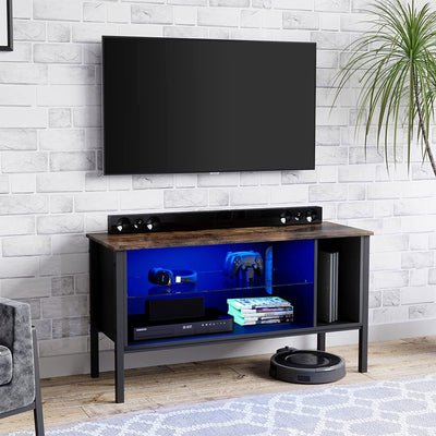 Bestier Gaming Entertainment TV Stand Center with Storage Shelf, 44 Inch, Rustic