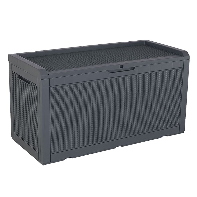 Do4U 100 Gallon Outdoor Patio Locking Storage Box with Seat Cushion, Dark Gray