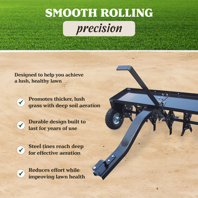 Yard Tuff Steel Plug Aerator Universal Hitch, 40 Inch Wide Working Width, Black