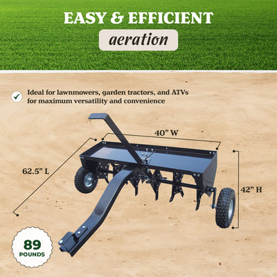 Yard Tuff Steel Plug Aerator Universal Hitch, 40 Inch Wide Working Width, Black