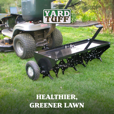 Yard Tuff Steel Plug Aerator Universal Hitch, 40 Inch Wide Working Width, Black