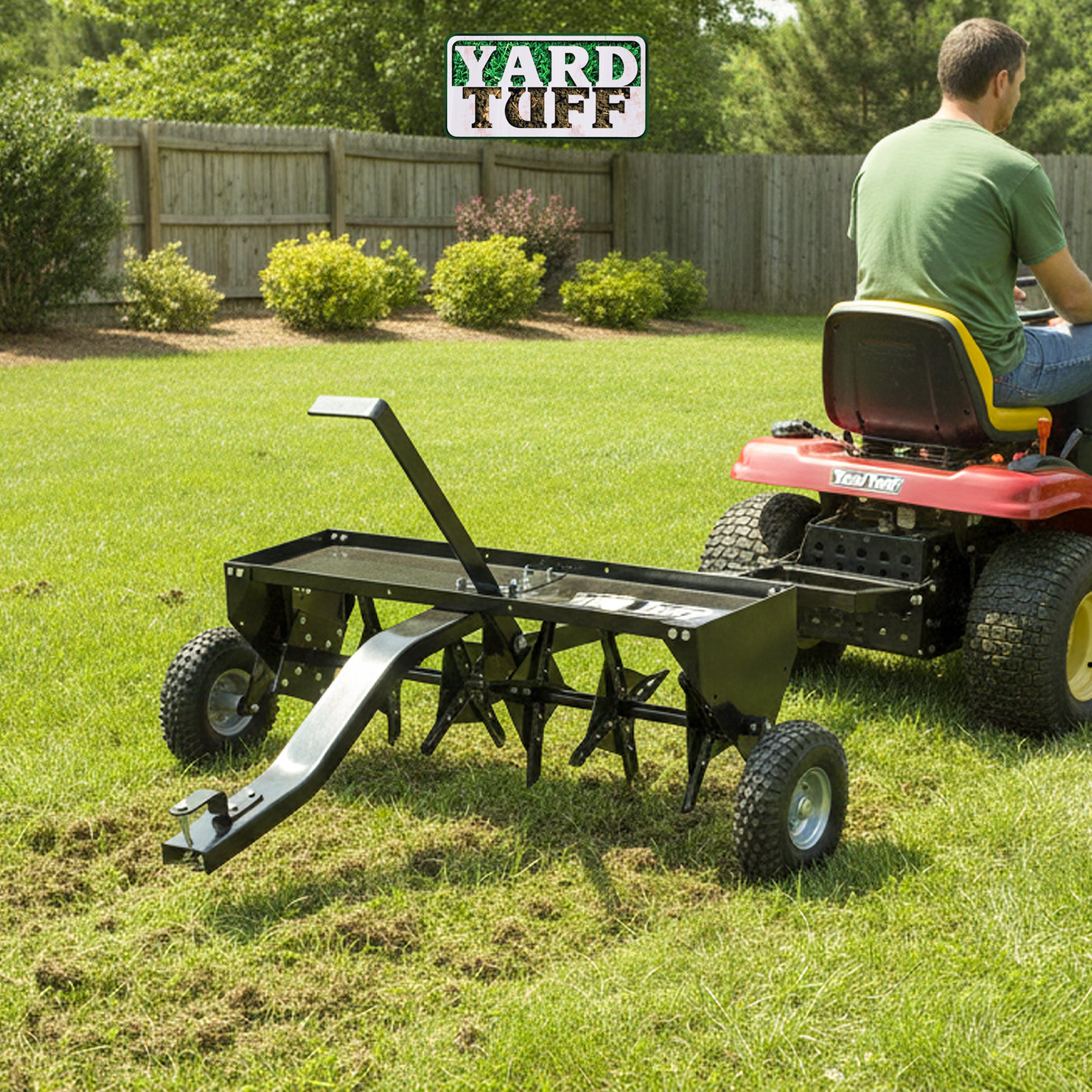 Yard Tuff Steel Plug Aerator Universal Hitch, 40 Inch Wide Working Width, Black