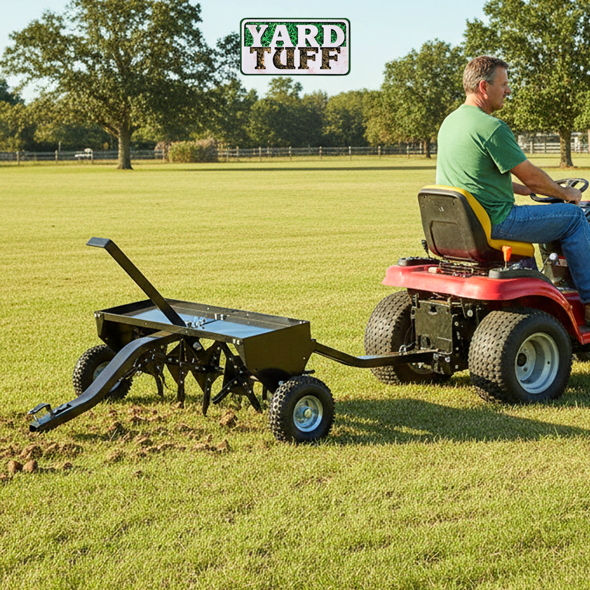 Yard Tuff Steel Plug Aerator Universal Hitch, 40 Inch Wide Working Width, Black