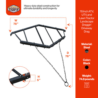 Field Tuff 78 Inch ATV, UTV, and Lawn Tractor Draggin' Driveway Drag (For Parts) - VMInnovations