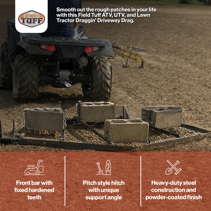 Field Tuff 78 Inch ATV, UTV, & Lawn Tractor Landscape Draggin' Driveway Drag (Used)