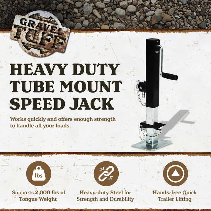 Gravel Tuff GTF-20TMSWP Heavy Duty Tube Mount Speed Jack, 2,000 Pound Capacity - VMInnovations