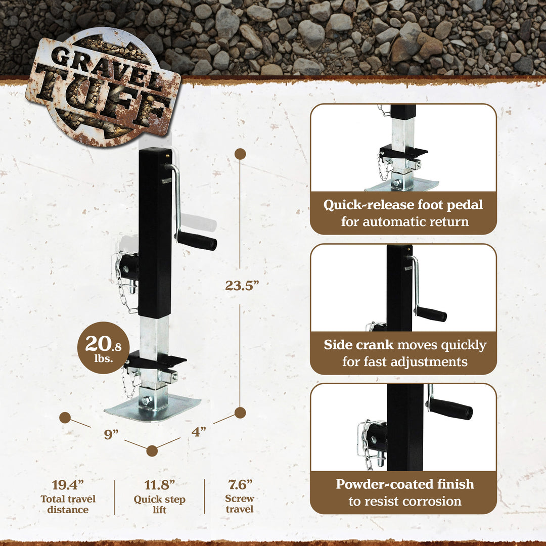 Gravel Tuff GTF-20TMSWP Heavy Duty Tube Mount Speed Jack, 2,000 Pound Capacity - VMInnovations