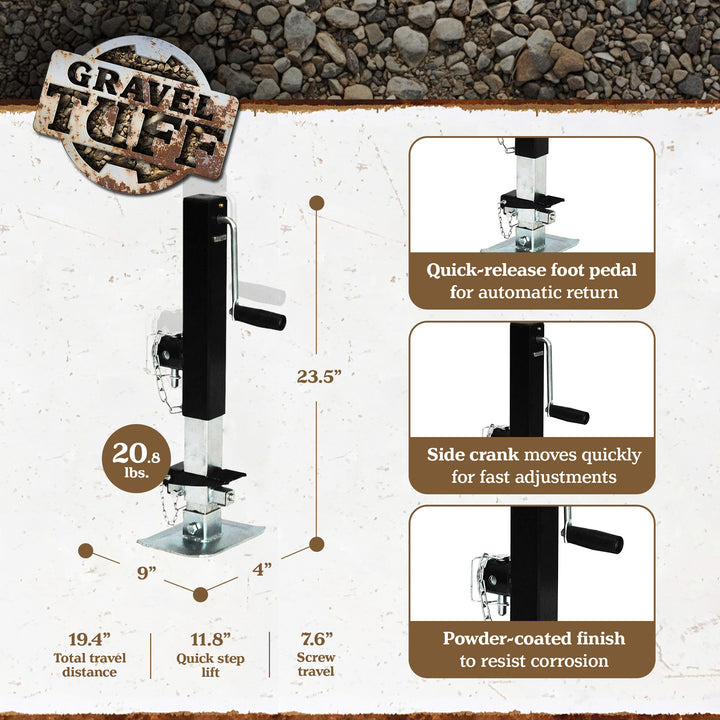 Gravel Tuff GTF-20TMSWP Heavy Duty Tube Mount Speed Jack, 2,000 Pound Capacity - VMInnovations