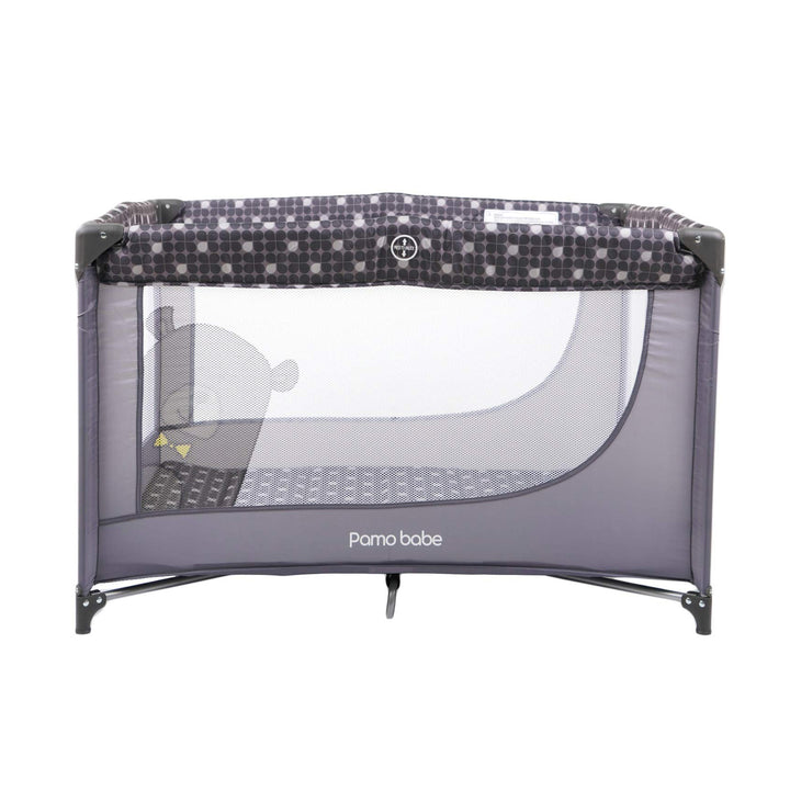 Pamo Babe Portable Crib Enclosed Baby Playpen with Mattress and Carry Bag, Gray - VMInnovations