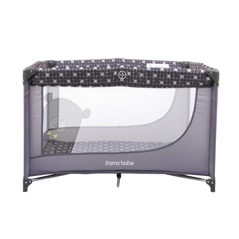 Pamo Babe Portable Crib closed Baby Playpen w/ Mattress & Carry Bag, Gray (Used)