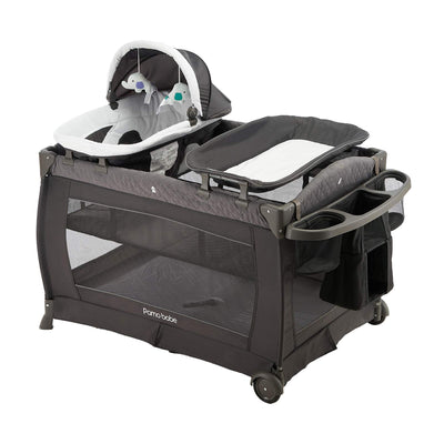 Pamo Babe Newborn Bassinet Nursery Play Yard Crib w/ Changing Table, Light Gray - VMInnovations