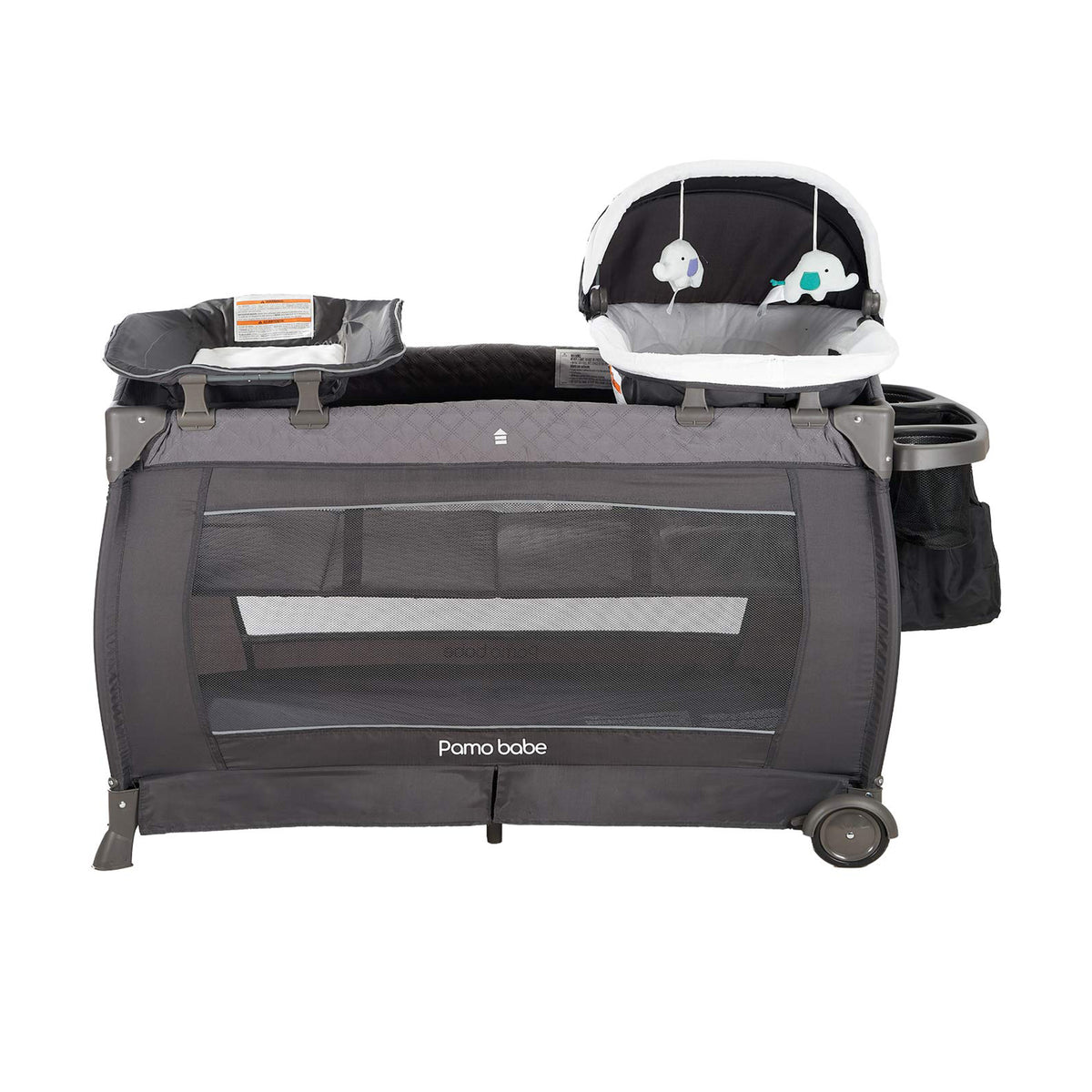 Pamo Babe Newborn Bassinet Nursery Play Yard Crib w/ Changing Table, Light Gray - VMInnovations