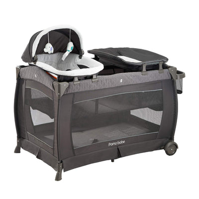 Pamo Babe Newborn Bassinet Nursery Play Yard Crib w/ Changing Table, Light Gray - VMInnovations