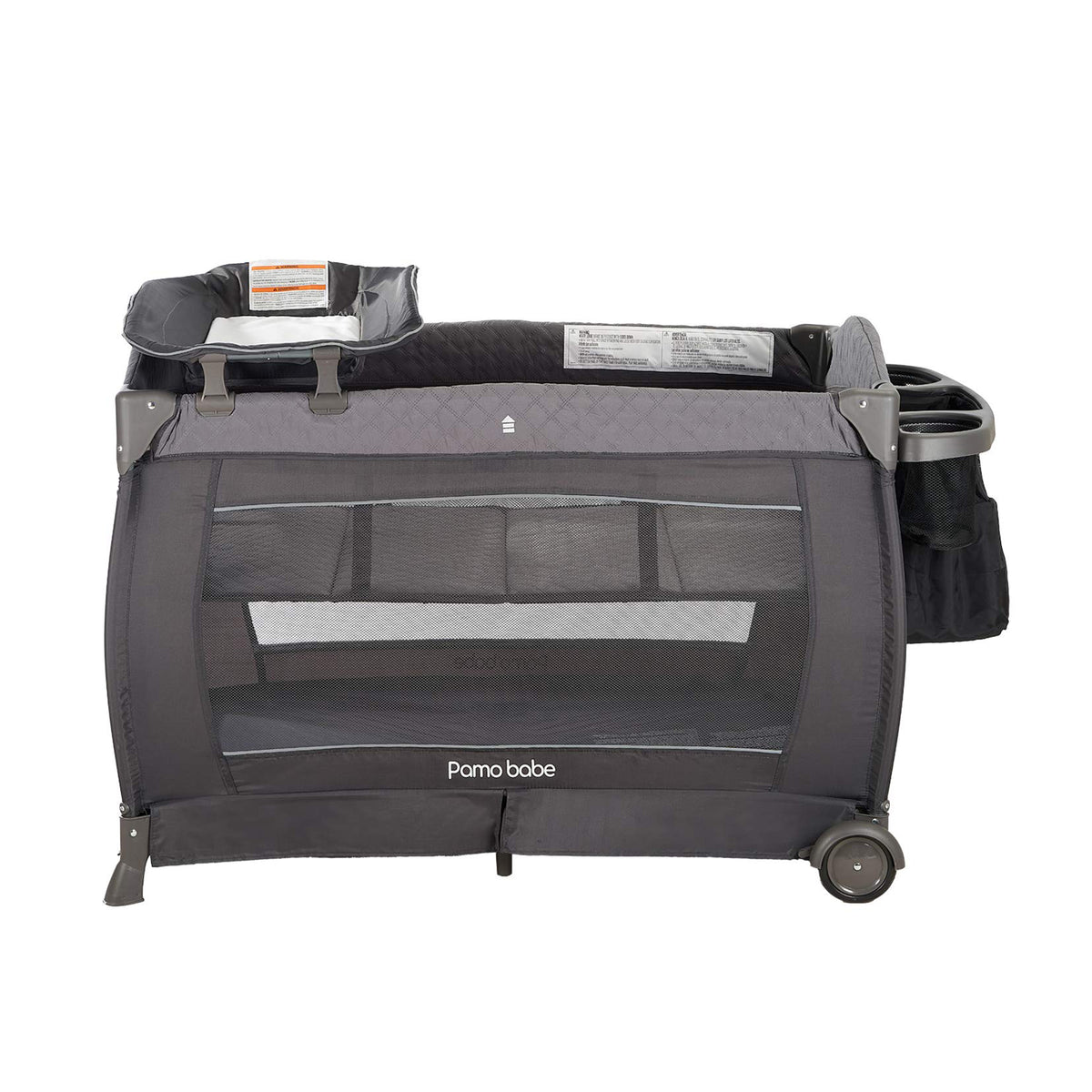 Pamo Babe Newborn Bassinet Nursery Play Yard Crib w/ Changing Table, Light Gray - VMInnovations
