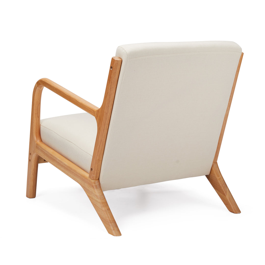 Jomeed Oak Wood Frame Mid Century Modern Accent Chair for Living Room, Beige