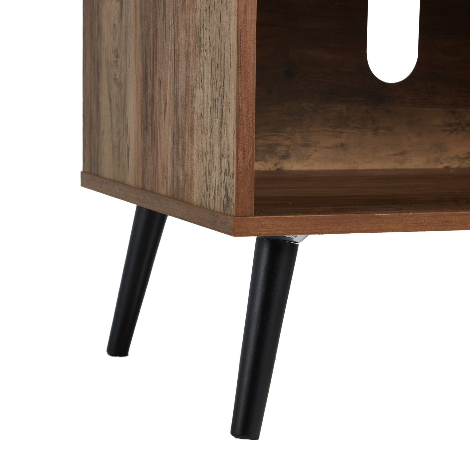 Retro Mid Century Wooden TV Entertainment Console w/ Shelves (Open Box) - VMInnovations