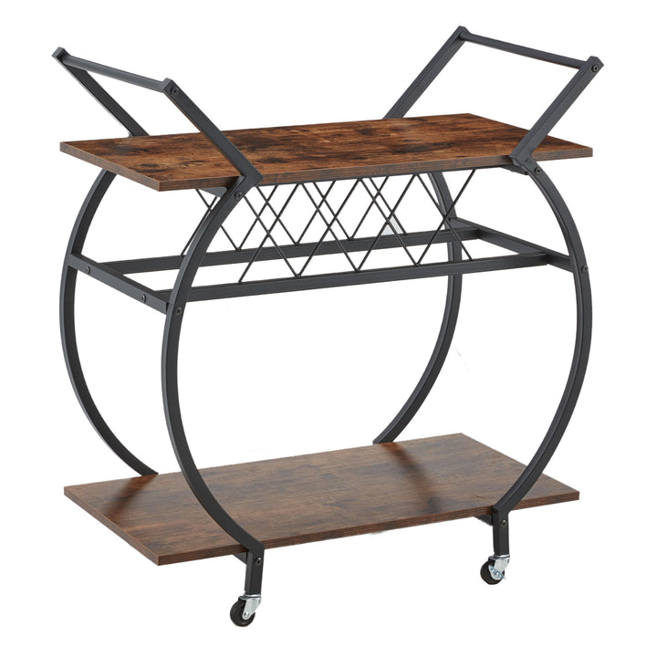 Jomeed Wood and Metal Kitchen Bar or Coffee Cart w/ Wine Rack, Brown (For Parts) - VMInnovations