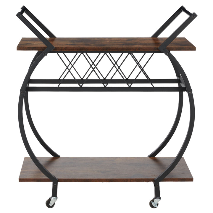 Jomeed Wood and Metal Kitchen Bar or Coffee Cart w/ Wine Rack, Brown (For Parts) - VMInnovations