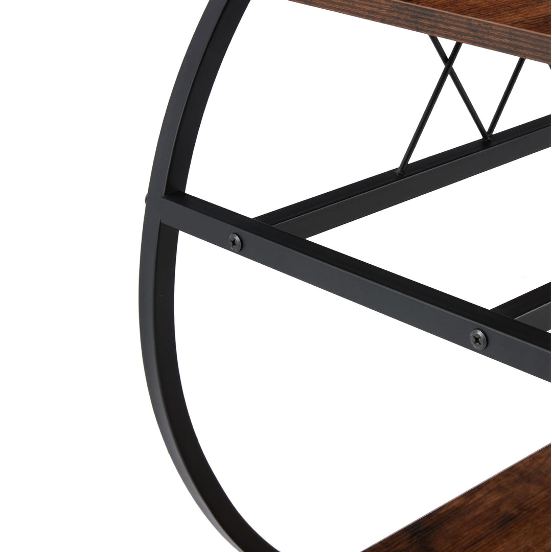 Jomeed Wood and Metal Kitchen Bar or Coffee Cart w/ Wine Rack, Brown (For Parts) - VMInnovations