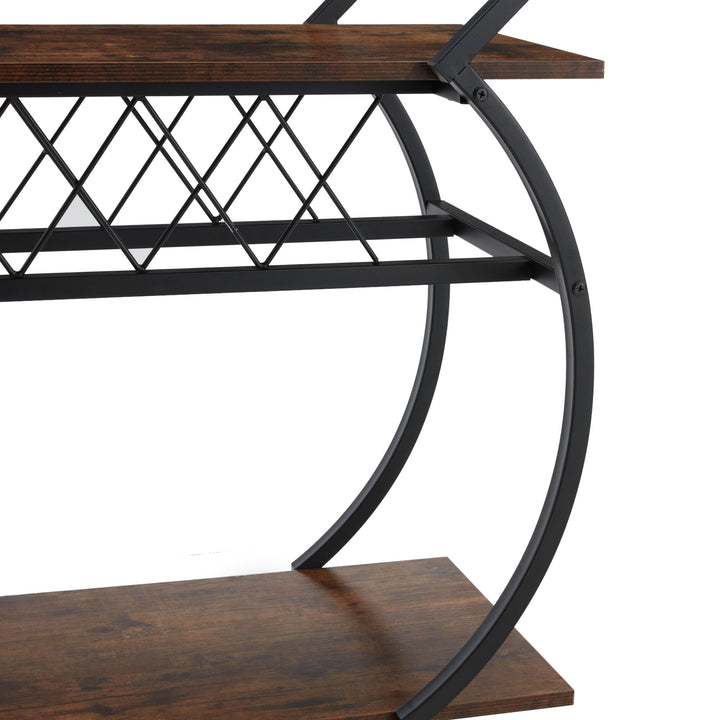 Jomeed Wood and Metal Kitchen Bar or Coffee Cart w/ Wine Rack, Brown (For Parts)