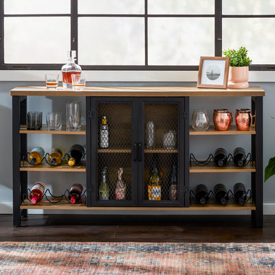 Jomeed Industrial Farmhouse Wooden Buffet Cabinet with Wine Rack (Used) - VMInnovations