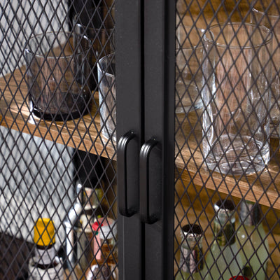 Industrial Rustic Bar Cabinet with Stemware & Wine Rack, Vintage Oak (For Parts) - VMInnovations
