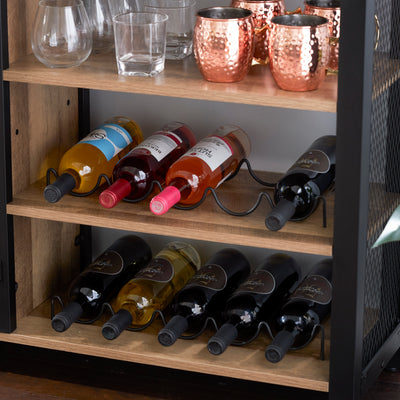 Industrial Rustic Bar Cabinet with Stemware & Wine Rack, Vintage Oak (For Parts) - VMInnovations