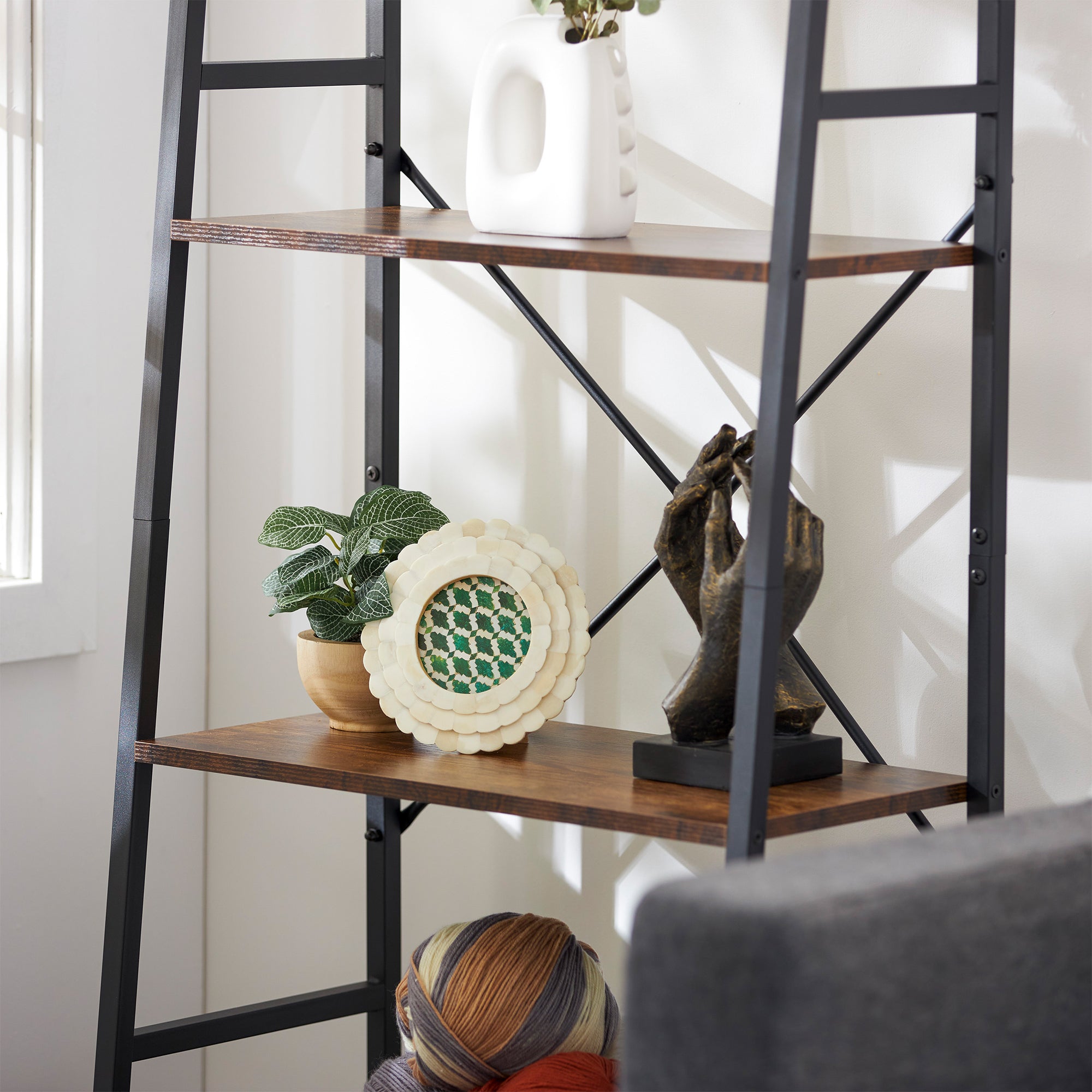 JOMEED Modern 5 Tier Wood and Steel Bookshelf Storage Organizer Shelf (Open Box) - VMInnovations