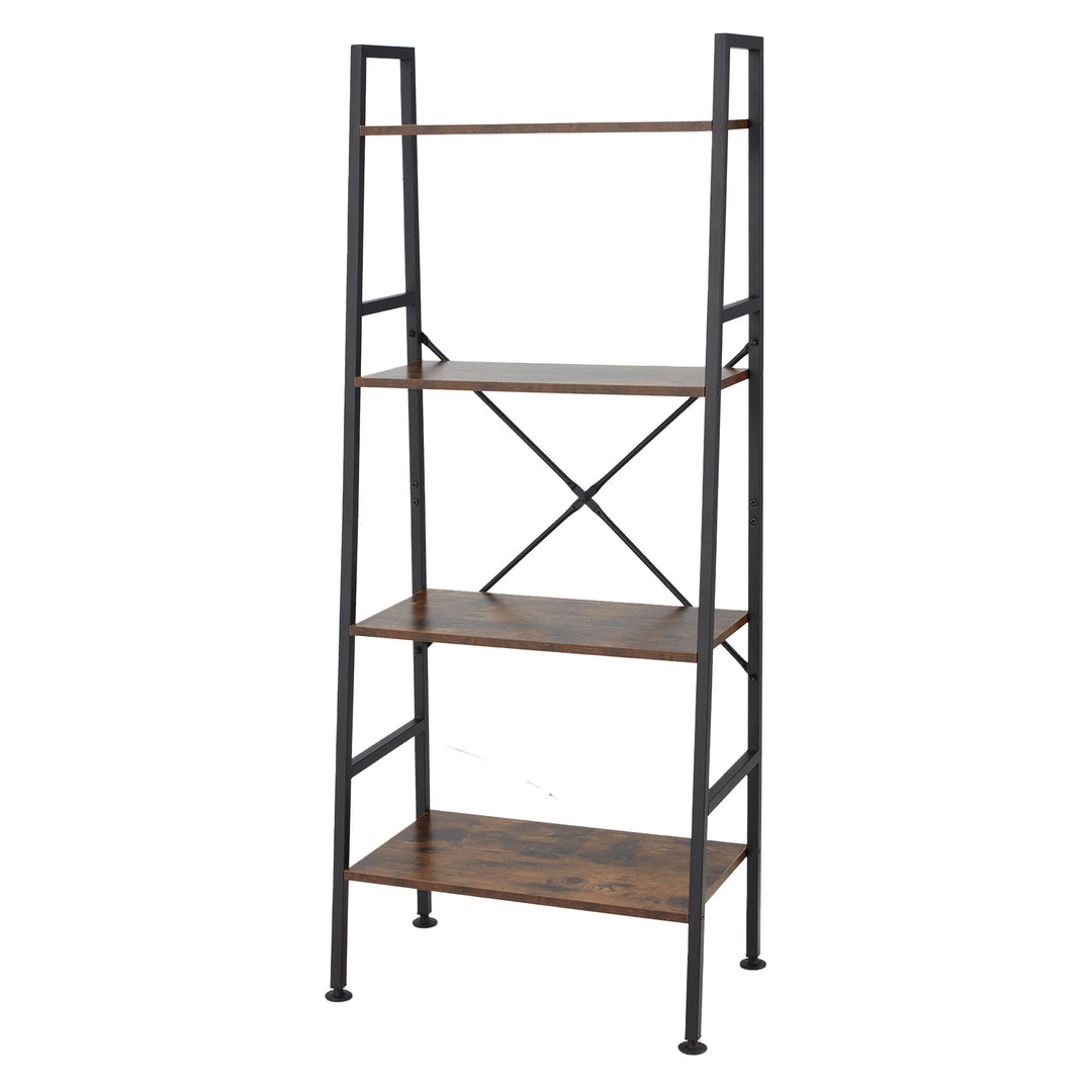 Jomeed Rustic Modern 4 Tier Wood and Steel Bookshelf Storage Organizer Shelf - VMInnovations