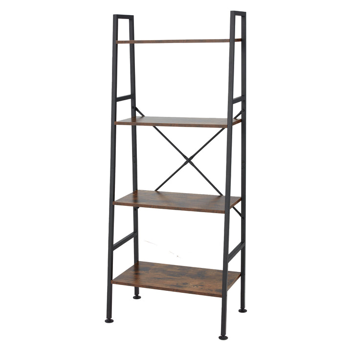 Jomeed Rustic Modern 4 Tier Wood and Steel Bookshelf Storage Organizer Shelf - VMInnovations