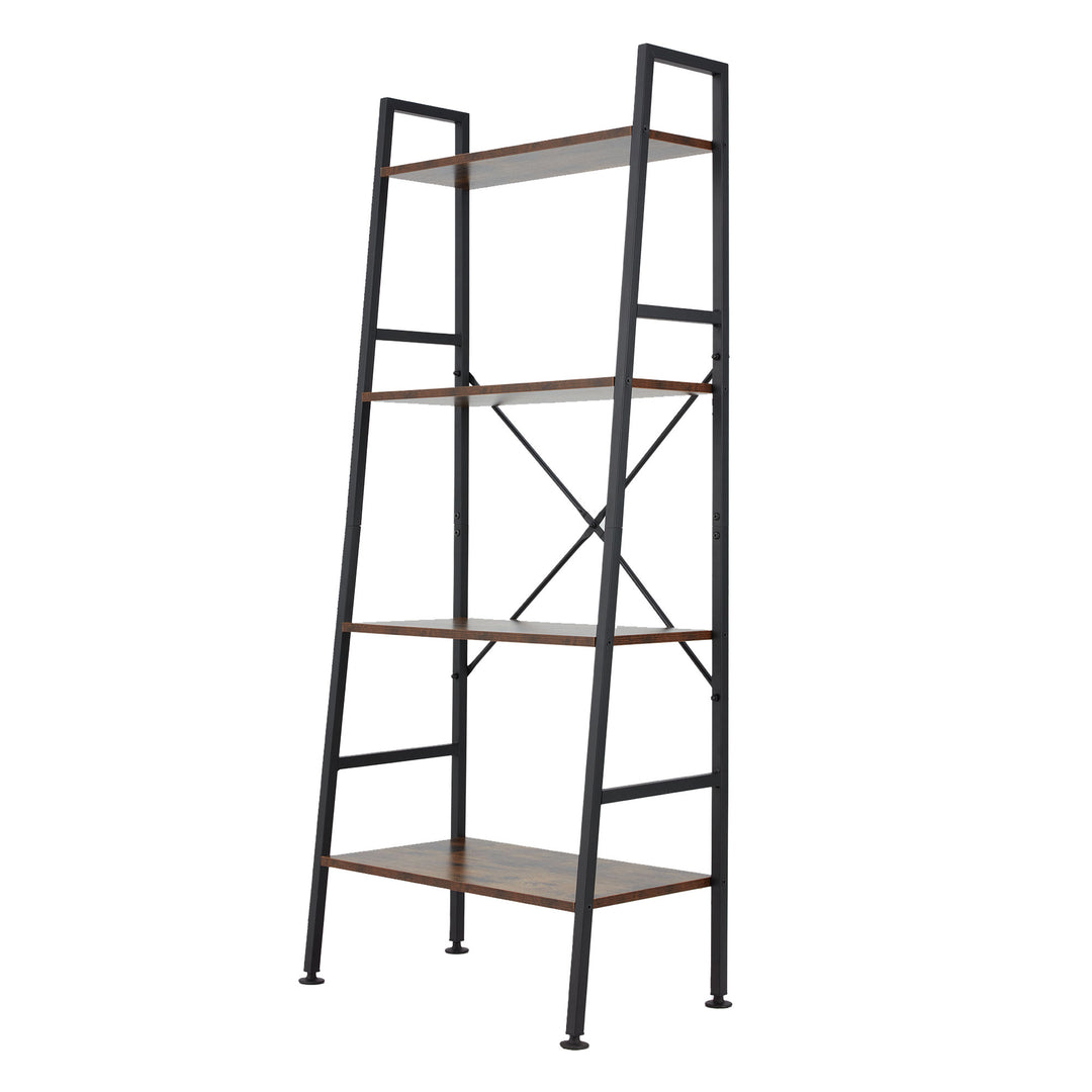 Jomeed Rustic Modern 4 Tier Wood and Steel Bookshelf Storage Organizer Shelf - VMInnovations