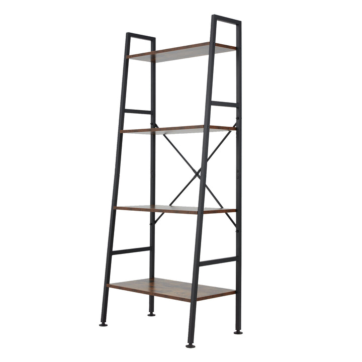 Jomeed Rustic Modern 4 Tier Wood and Steel Bookshelf Storage Organizer Shelf - VMInnovations