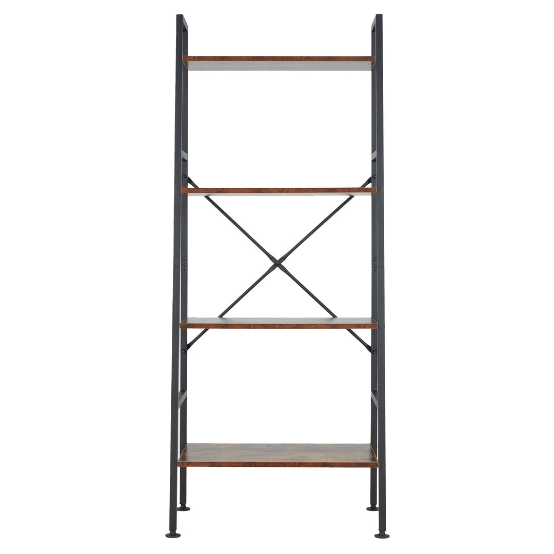 Jomeed Rustic Modern 4 Tier Wood and Steel Bookshelf Storage Organizer Shelf - VMInnovations