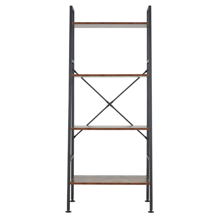 Jomeed Rustic Modern 4 Tier Wood and Steel Bookshelf Storage Organizer Shelf - VMInnovations