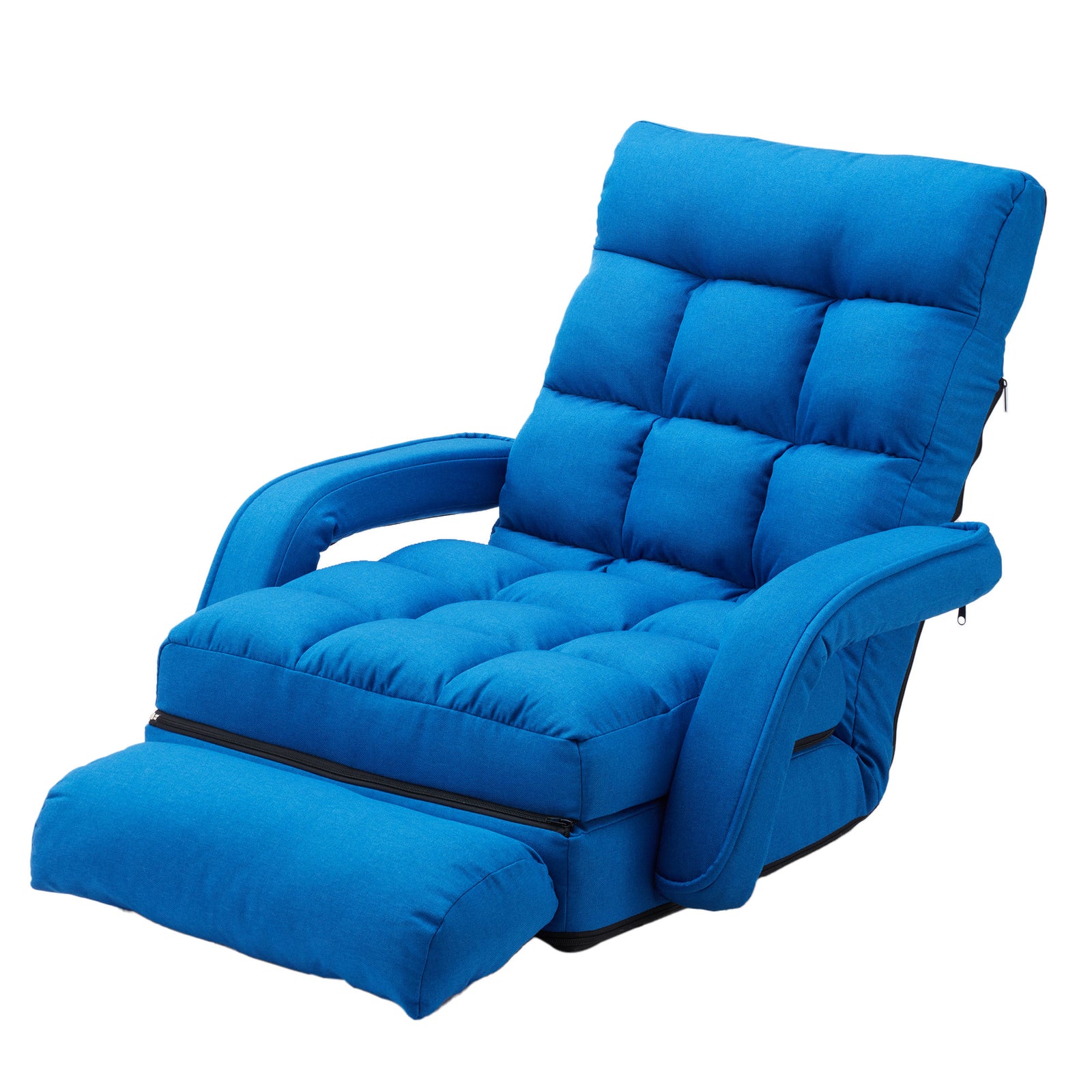 JOMEED Folding Chaise Lounge Chair Armrests and Chaise Pillow, Blue (Open Box) - VMInnovations