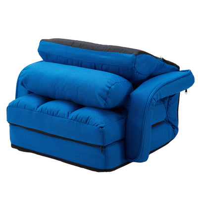 JOMEED Folding Chaise Lounge Chair Armrests and Chaise Pillow, Blue (Open Box) - VMInnovations