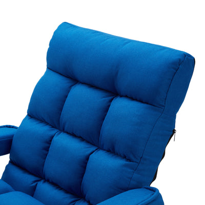 JOMEED Folding Chaise Lounge Chair Armrests and Chaise Pillow, Blue (Open Box) - VMInnovations